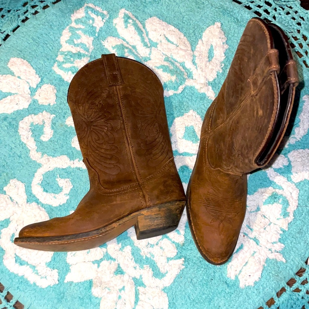 Masterson Women's Distressed Brown R Toe Western Cowgirl Boot RB7440 size 7W